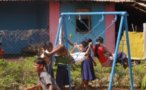 Children on swing