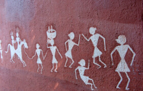 Typical warli painting on the wall