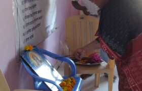 Saraswati Puja (prayer) before starting the camp