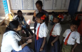 Impromptu medical check-up and connect with children
