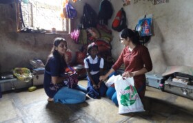 Suhrid team visiting one of their students (Manda) from Kaspada school