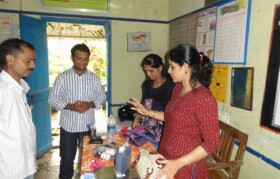 Discussing different supported projects with teachers from school