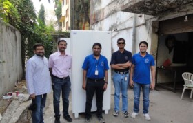 Team Suhrid along with Mr Sujay of Ashida Electronics who provided with 2 cupboards