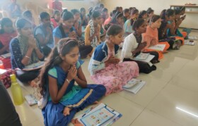 Kasturba Gandhi Vidyalay Girls offering prayers before session