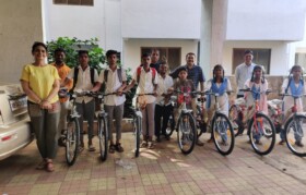 Bicycles for children from Khomarpada who travel almost 14-15km to and from school