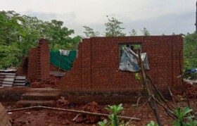 Houses impacted by cyclone