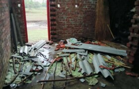 Houses impacted by cyclone