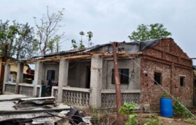 Houses impacted by cyclone