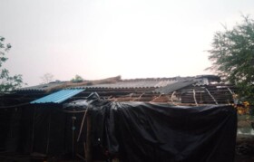 Houses impacted by cyclone