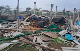 Houses impacted by cyclone
