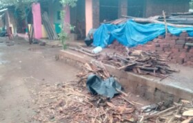 Houses impacted by cyclone
